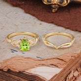 Romantic 5-Prong Pear Cut Natural Peridot Stacking Ring